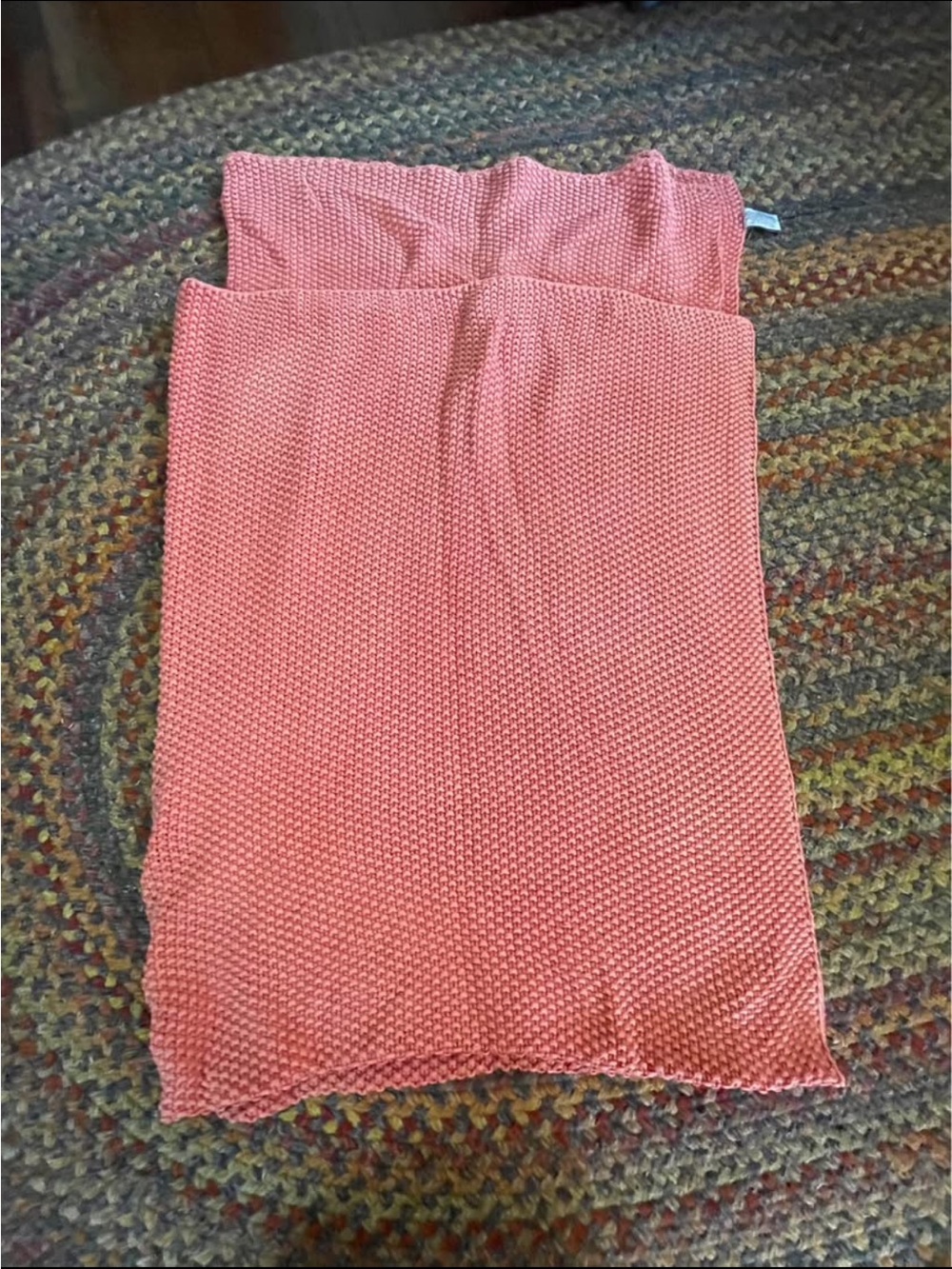 Queen size 100% cotton Canadian made coral pink knit blanket
